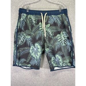 Fair Harbor Swim Trunks Mens Large Blue Floral Lined Drawstring Stretch